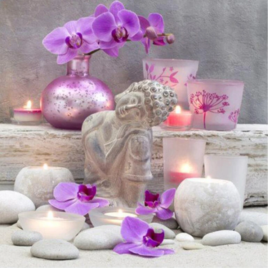 

Flower Buddha & Zen 3D DIY Square Diamond Painting Needlework Diamond Mosaic Pictures Rhinestones Embroidery Religious pattern