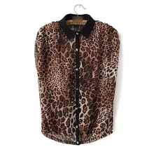 Nice Fashion Women Leopard Printed Shirt Batwing Sleeve Lapel Shirt Elegant Stitching Blouse Summer Office Lady OL Blouse GD0148