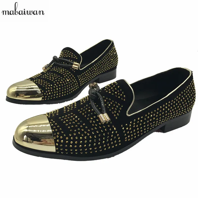Mabaiwan Rhinestone Metal Pionted Toe Men Shoes Loafers Party Mabaiwan Rhinestone Metal Pionted Toe Men Shoes Loafers Party Office Slip On Casual