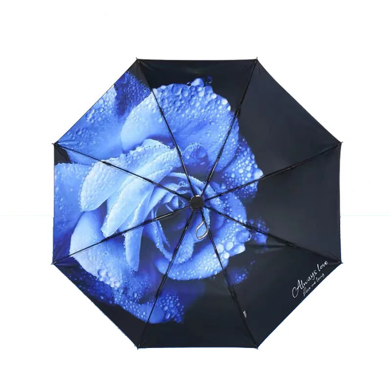 Брендовый зонт от солнца и дождя, женский складной, Modish, анти-УФ, Цветочный, портативный, Прозрачные Зонтики, модный, для девушек, женский, двойной, китайский - Цвет: Синий