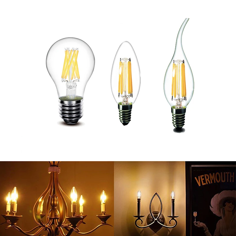 LED Bulb E27 220V E14 Led Candle Light Lamp Filament Glass Ball Lighting Indoor Living Room | Освещение