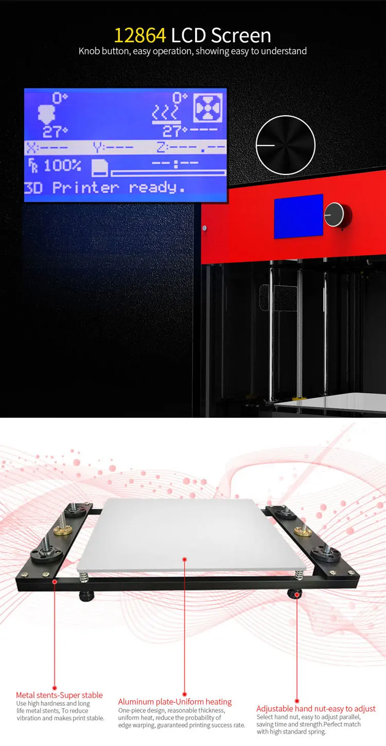 Tronxy C5 завершенный 3d принтер FDM печать полностью металлический Высокоточный размер печати 210*210*210 мм 3,3 дюймов светодиодный дисплей с подсветкой