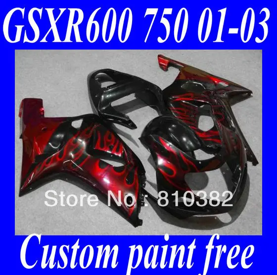 

Hi-grade Fairing kit for SUZUKI GSXR600 750 01 02 03 GSXR 600 GSX-R750 K1 2003 2001 2002 red flames black ABS Fairings set SM34