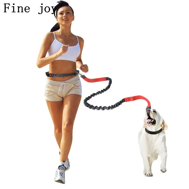 

fine joy 1pcs Dog Leash Leads Dog-Collar Pet Products For Large Dog Hands Free Leashes Elastic Running Leashes