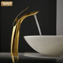 XOXO роскошный кран для раковины, кран для холодной и горячей ванной комнаты с одним отверстием, золотой кран, латунный Смеситель для раковины, кран 23025-1