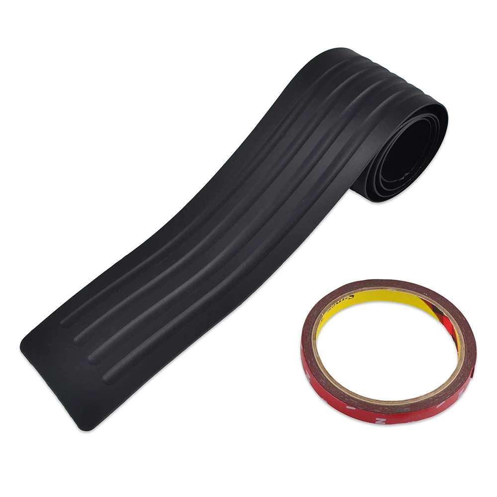 H2CNC Car Black Rear Bumper Trunk Edge Sill Protector Plate Rubber Cover Guard Trim Pad With Double Side Adhesive Tape Universal