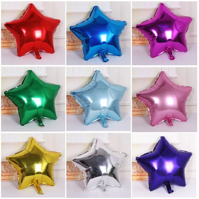 18 Inch Foil Flower Balloons Rose Gold Heart Balloons Red Pink Foil Ballloon Star Moon Foil Air Balls Birthday Party Decoration - Цвет: K2 Star Shape