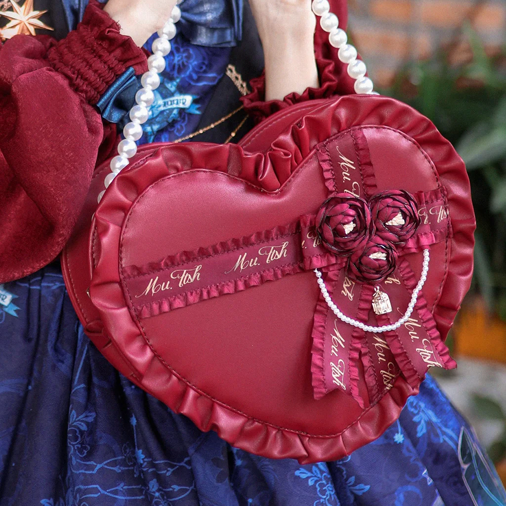 Pink Lolita Heart Crossbody Bag