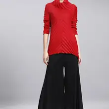 Miyake рубашка с длинными рукавами Новая Осенняя Футболка тонкая волнистая одежда с вытачками плиссированная футболка