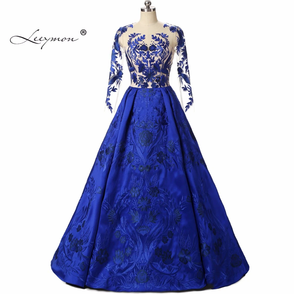 blue open back prom dress