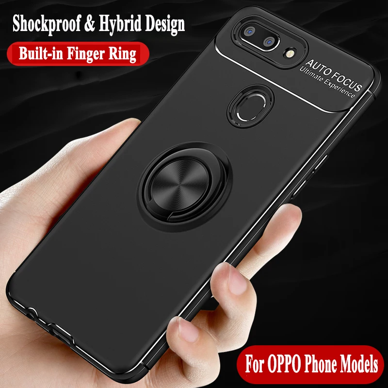 Hybrid Cover for OPPO A73 A57 A39 F5 F3 A77 Global Version 360 Magnetic Finger Ring kickstand Holder Stand Matte Soft TPU Case |