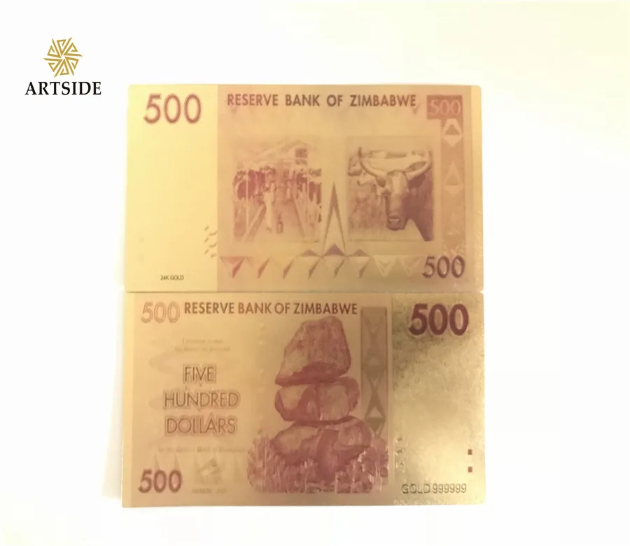 Раскрашенная Зимбабве 10 долларовая Золотая банкнота копия денег 10 шт./лот для Фестиваль подарки - Цвет: ZIMBABWE 500 Dollars