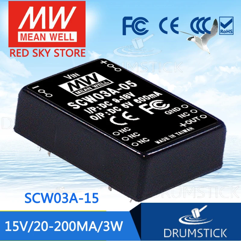 

MEAN WELL SCW03A-15 15V 200mA meanwell SCW03 15V 3W DC-DC Regulated Single Output Converter