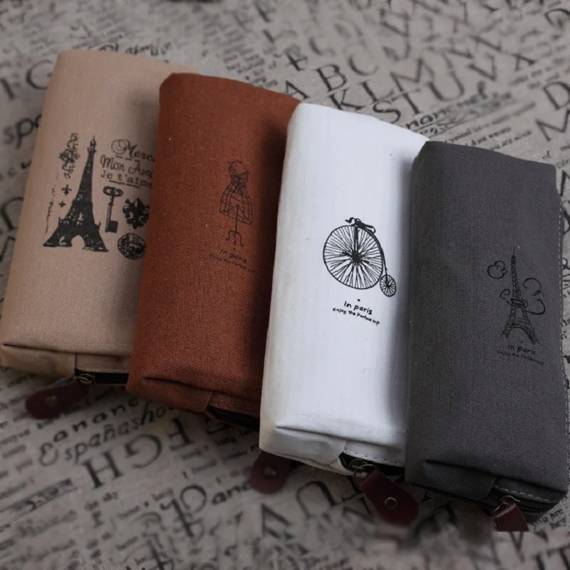 

Pencil Case Canvas School Supplies Kawaii Stationery Estuches Cute Paris Drawing Pencil Bags Penalty Pen Holder P
