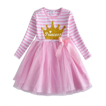 VIKITA Girls Dress Long Sleeve Kids Flower Dresses Children Unicorn Vestidos 2020 Girls Dresses Autumn Kids Dress For Girl 4
