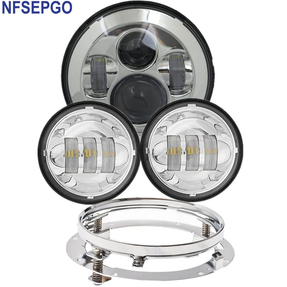 

Motor Accessories 7inch LED Projection Led headlight+4.5" 30w fog light motorcycle+7" Headlamp mounting bracket Ring for touring