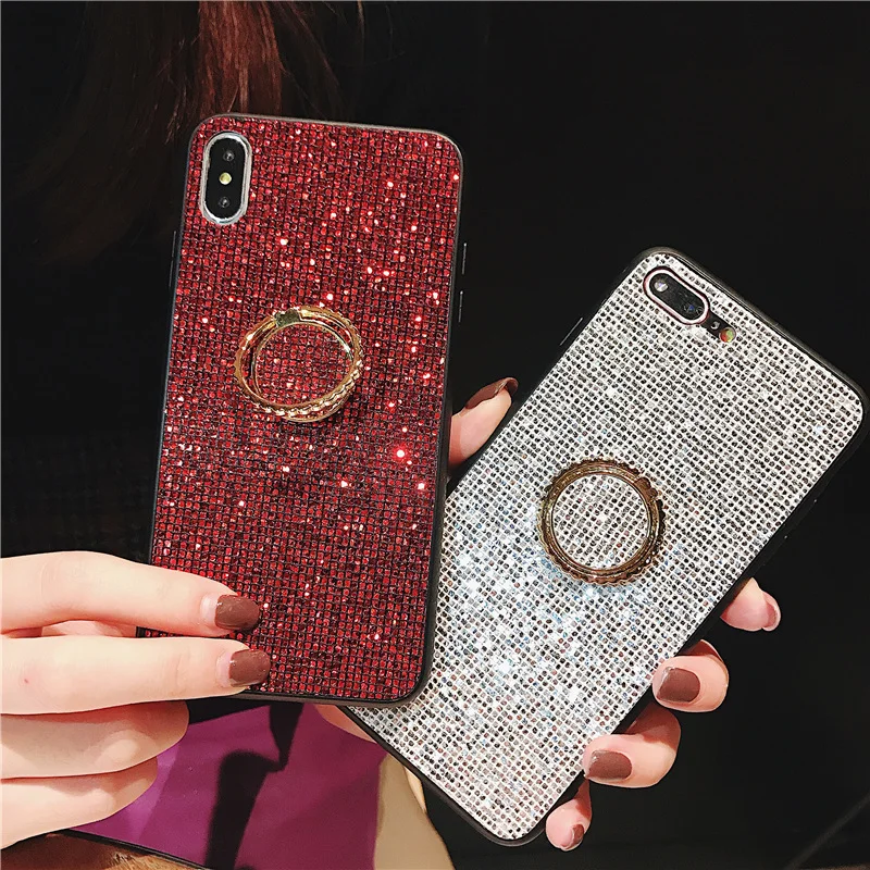 

Bling Glitter Finger Ring Kickstand case For Vivo Y85 Y97 Y83 Y79 Y75 Y67 Y66 X23 X21 UD cover Vivo V9 X9 Plus X20 Plus case