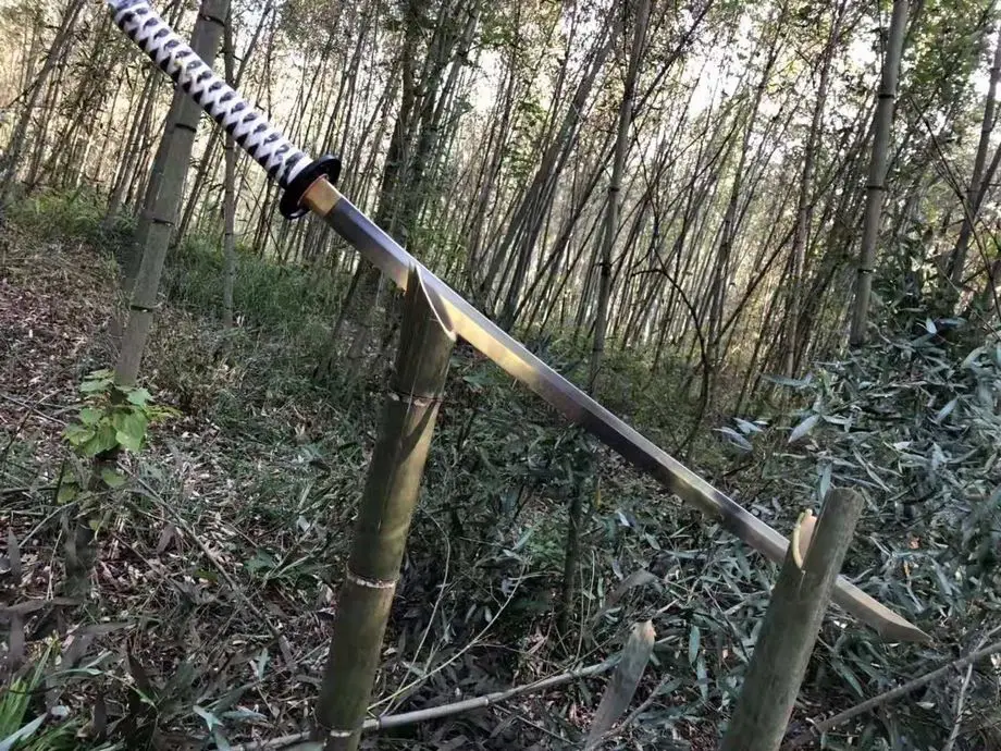 Ручной работы японских самураев меч чётко 65HRC T10 глины закаленное Сталь лезвие катаны сабля Полная Тан можно отрезать бамбук