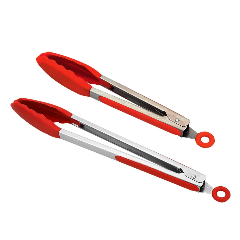 2 Pcs/Set Barbecue Clip Clamp Tongs Bbq Grill Cooking Salad Outdoor Kitchen Accessories Silicone Red |