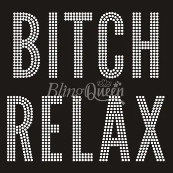 

BlingQueen 25PCS/LOT Bitch Relax Crystal Rhinestone Transfers Iron On Motifs