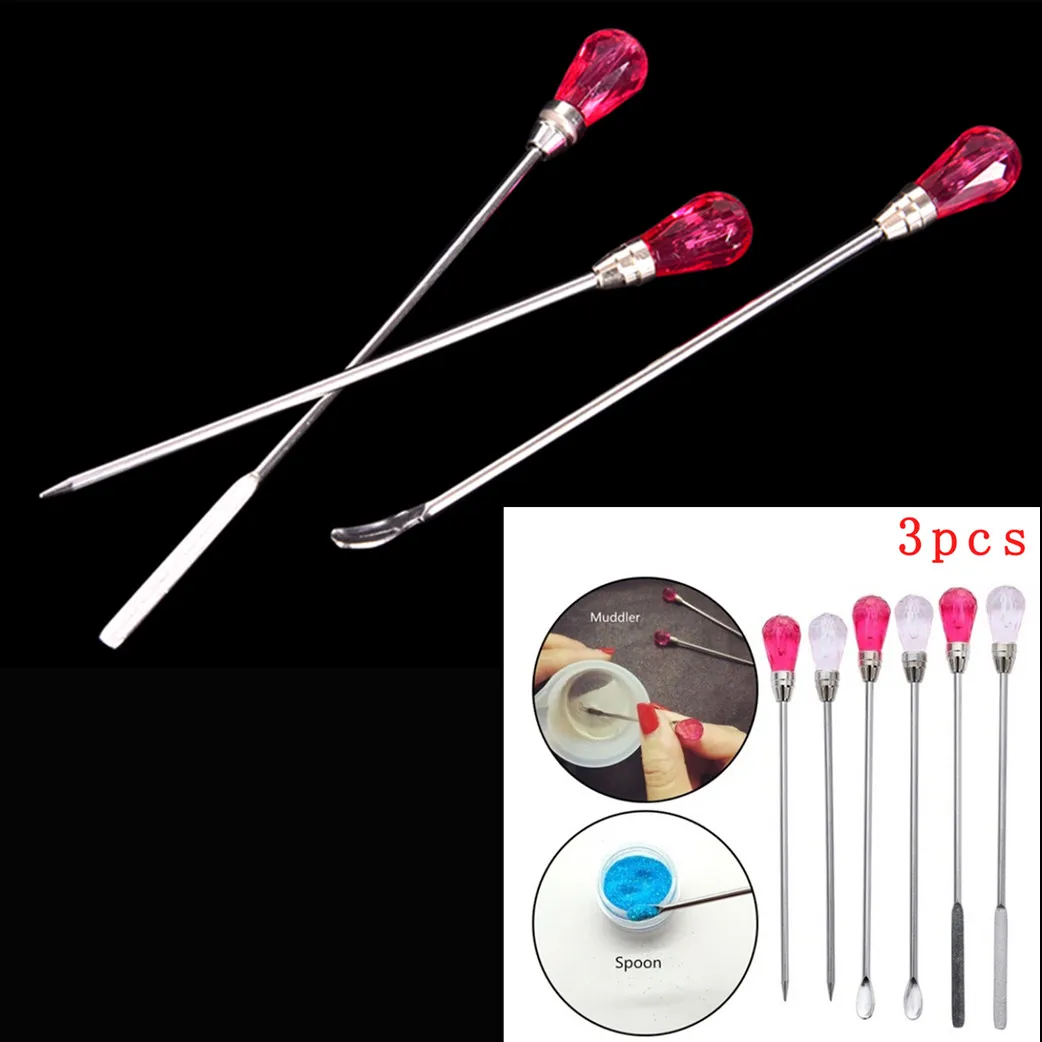3Pcs 10cm Muddler Poke Needle Spoon Tool Set For Silicone Resin Mold