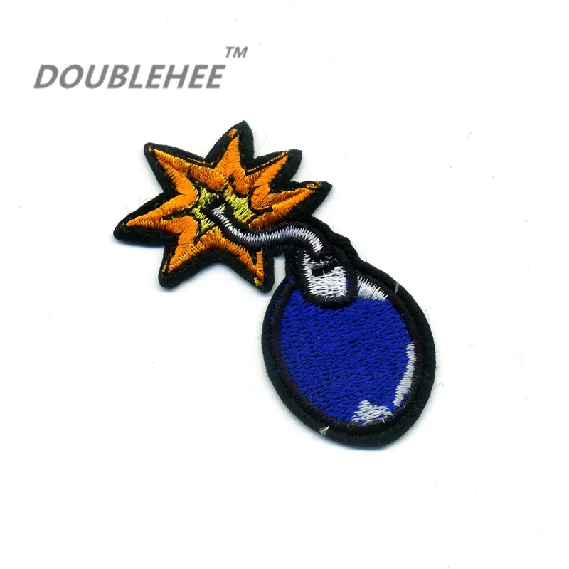 

DOUBLEHEE 4.6cm*6.4cm Embroidered Iron On Patches Blue Bomb Design Motif Embroidery diy Cloth Bags Shoes Badges Applique