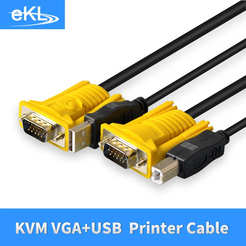 EKL 1 5 м 3 USB VGA SVGA KVM 15 Pin стандартный кабель принтера для клавиатуры монитор мышь