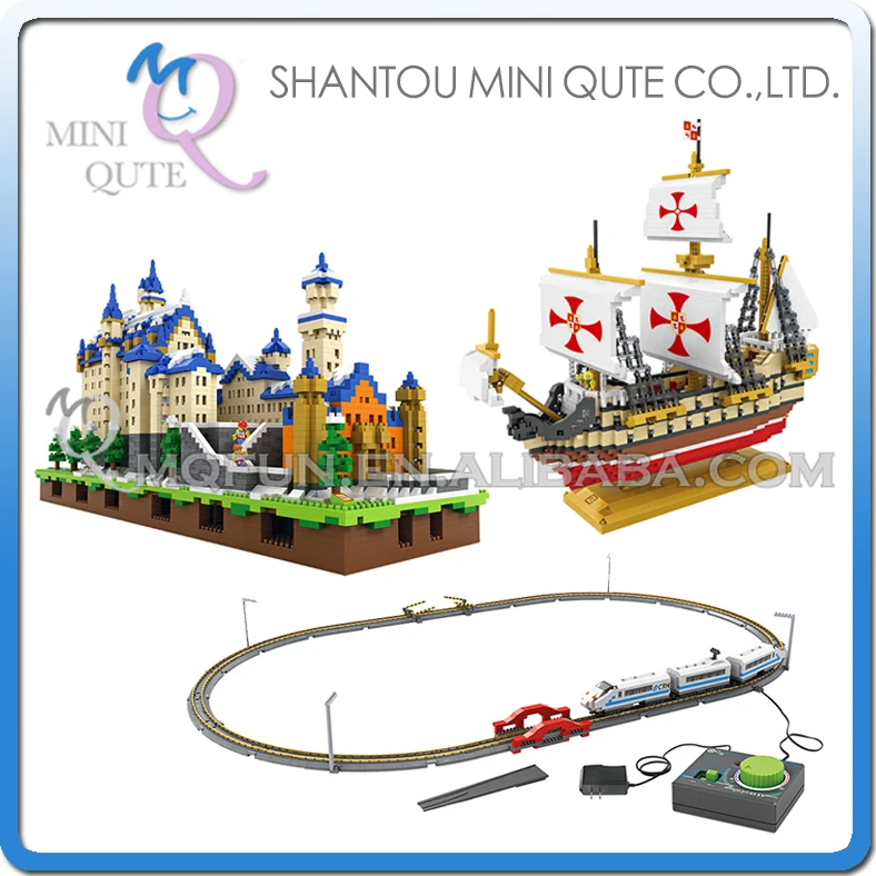 

Mini Qute LOZ world architecture war ship Santa Maria Electronic high-speed rail Train plastic building blocks educational toy