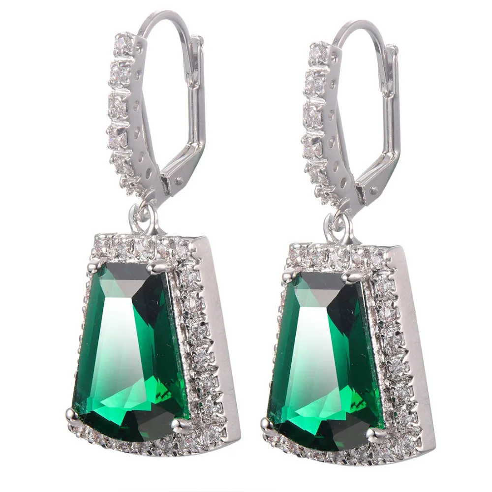 Simulated Emerald Women Earrings 925 Sterling Silver Free Shipping Newest Fashion Jewelry