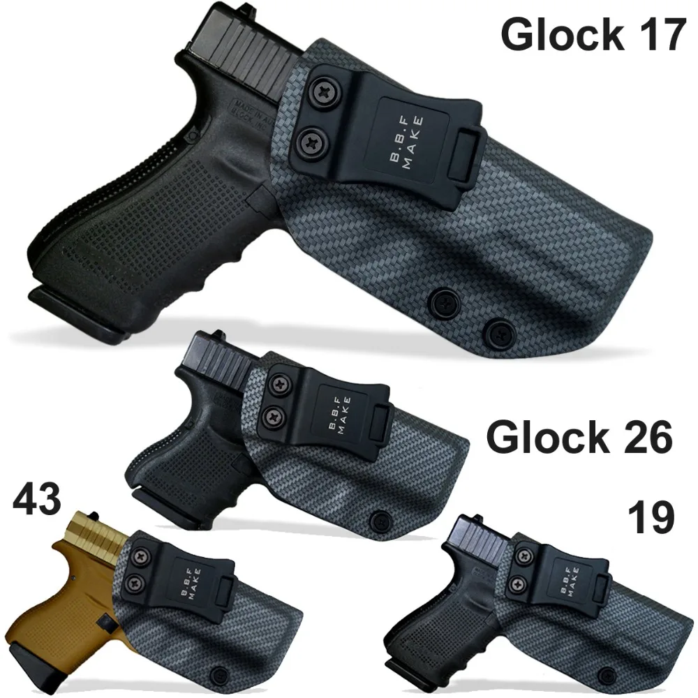 Тактическая кобура для пистолета IWB/OWB из углеродного волокна KYDEX Glock 19 17 25 26 27 28 43 22