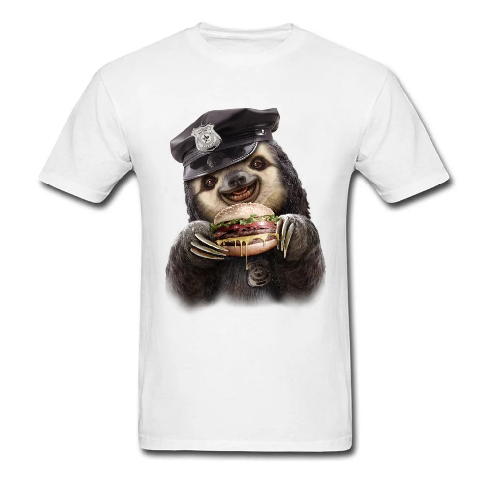 BURGER COP Summer/Autumn All Cotton O-Neck Tees Short Sleeve Crazy Tee-Shirt Funny Summer T-shirts Drop Shipping BURGER COP white