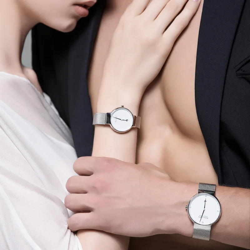  Orologio Donna SOLLEN Ultrathin Lovers Watch Men Mesh Steel Strap Wristwatch Simple Quartz Watches 