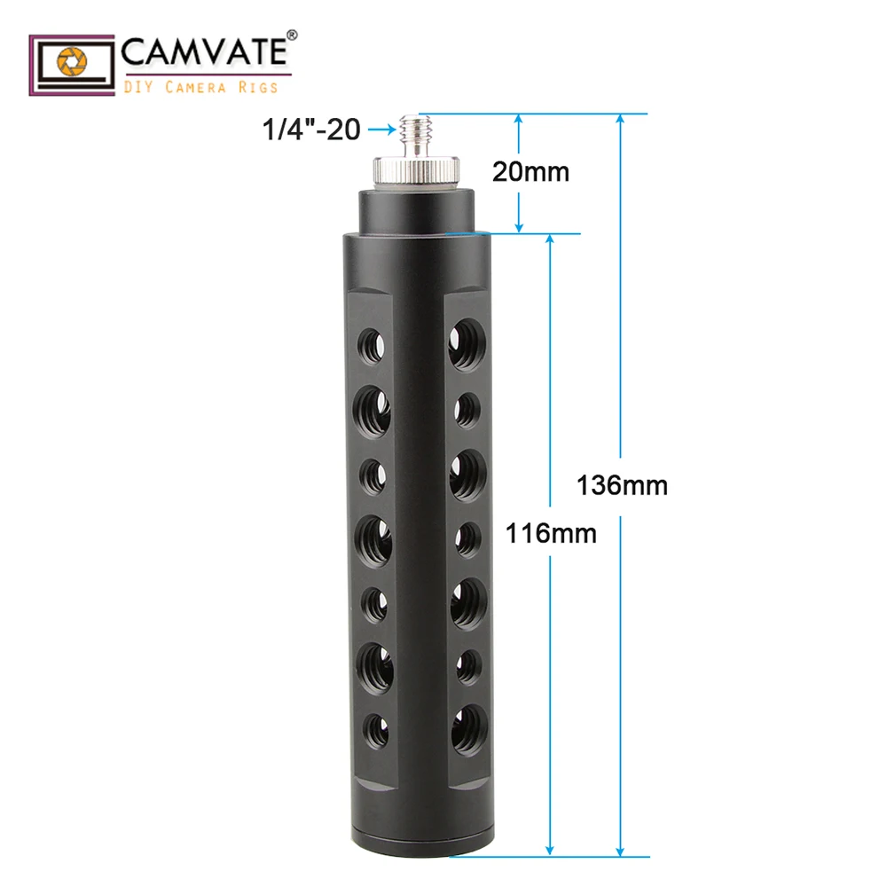 

CAMVATE Aluminum Alloy Camera Handle Grip (Black) DSLR Stabilizer Light Mount 1/4" Male Threaded C0967