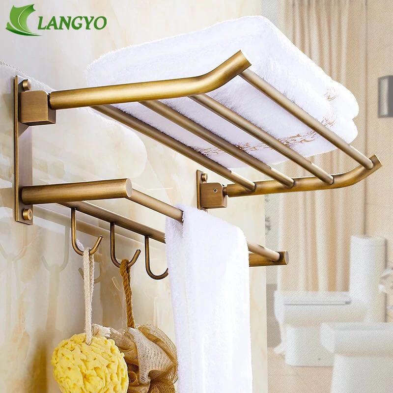 LANGYO Antique towel rack for bathroom Hanger towel rack Double towel