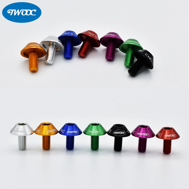 

2PCS M5*10 Aluminum alloy mushroom head,bicycle water bottle rack screw mountain bike kettle rack screw Bottle cage color anode