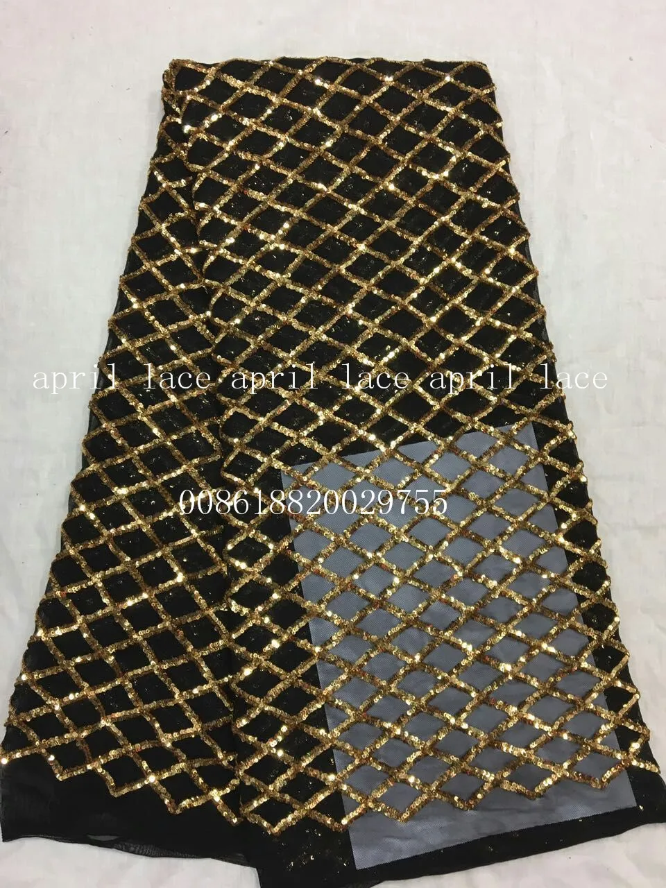 

aa002-8 gold newest best quality grid paillette pattern net mesh lace fabric for wedding party