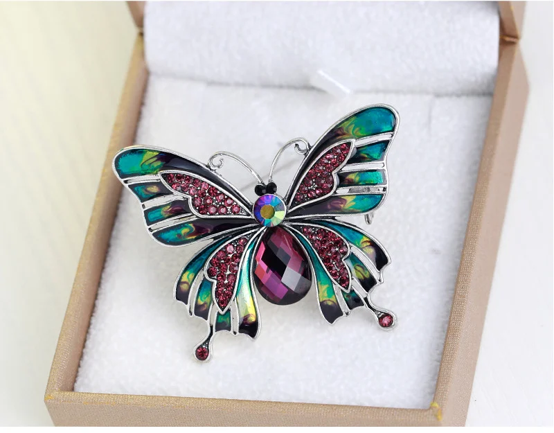 NIUYITID Crystal Rhinestone Insect Brooches For Women Enamel Pin Jewelry Vintage Accessories For Wedding  (7)