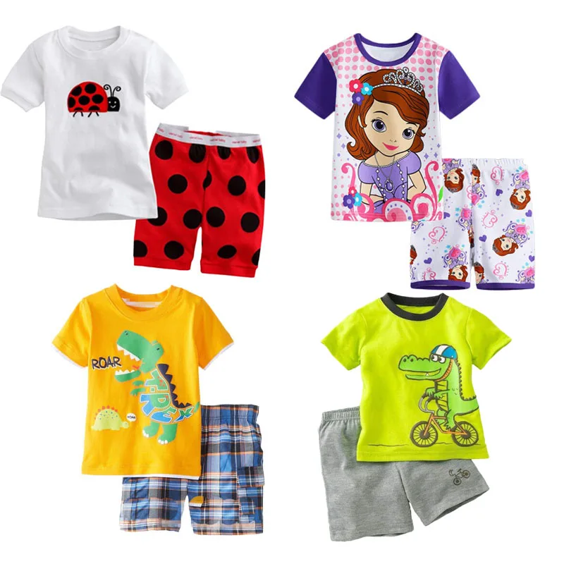 

33 styles 2-7Y Kids Boys Girls Clothes Baby Pajamas Summer Short Sleeved Set Cartoon Children's Sleepwear