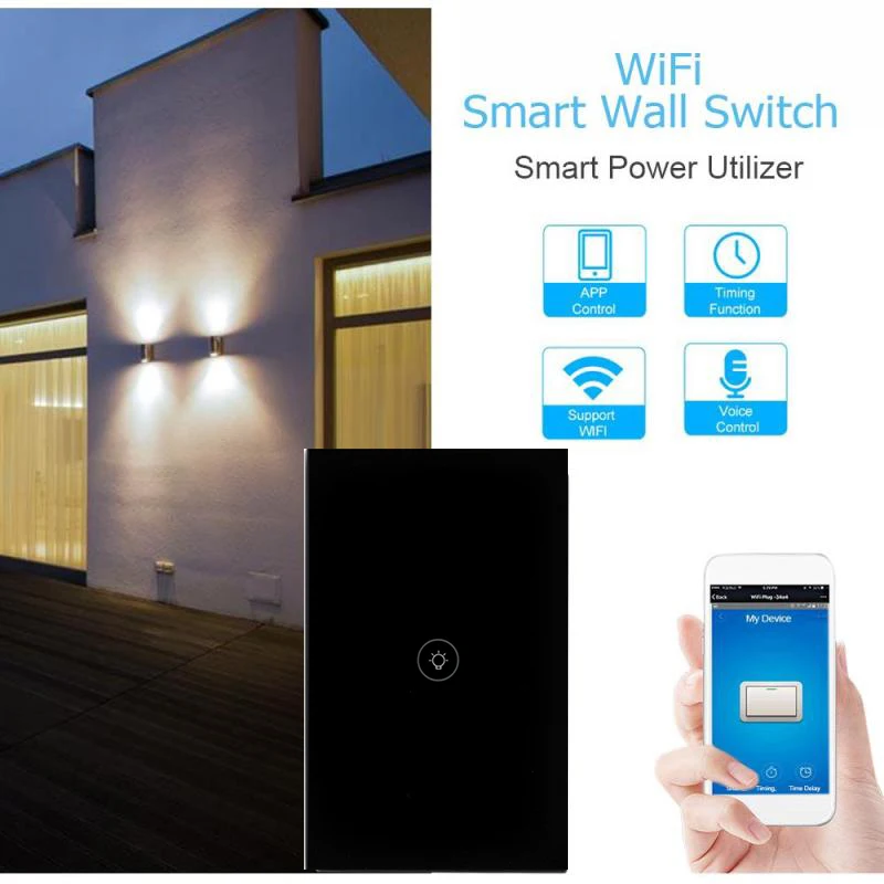 Alexa совместимый с Tuya smart life app Контроль WiFi светильник переключатель US сенсорный и пульт дистанционного управления Переключатели 2 комплекта стеклянная панель US