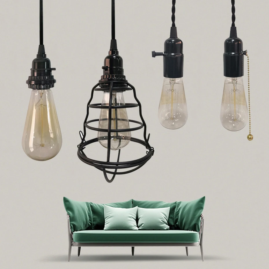 

Modern US/EU Pendant Lights Hanging E27 ST64 Edison Bulb Zipper/Button switch Lamp Fixture Loft Bar Living Room Home Decor lamps