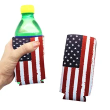 Тонкий охладитель 12 унций американский флаг тонкие банки крышка рукава патриотические звезды полосы профессиональная печать HTQ99