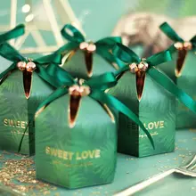Шестигранный юрта Стиль Подарочная коробка Упаковка Свадебные сувениры Конфеты свадебное оформление коробки вечерние принадлежности бумажный пакет с лентой и колокольчиком