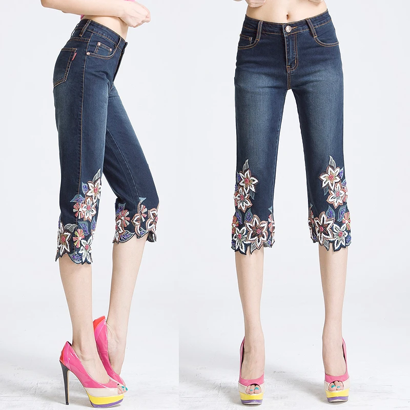 Pantalones Cortos Con Flores Jeans - Compra lotes baratos