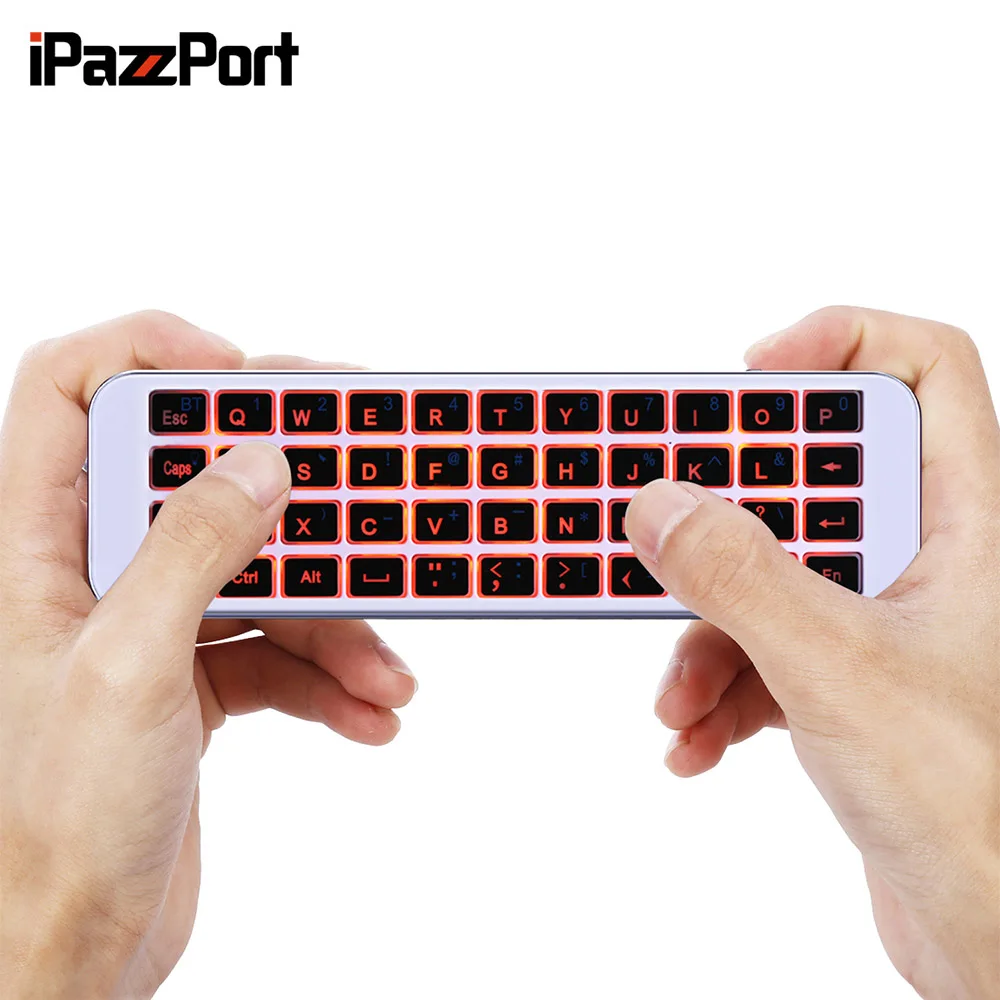 IPazzPort KP 810 30BL Mini Wireless Keyboard Red Backlight 2in1 Remote