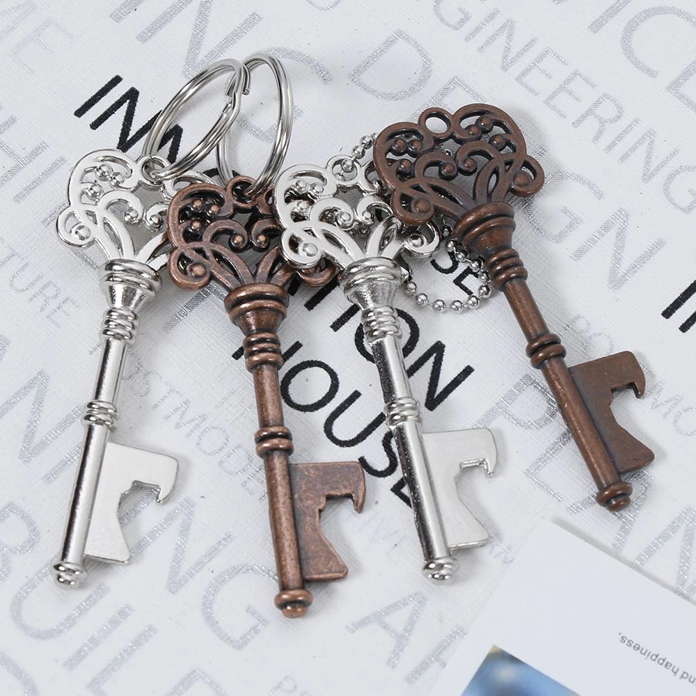 Key Shaped Bottle Opener Keychain Zinc Alloy Copper Silver Keyring Beer