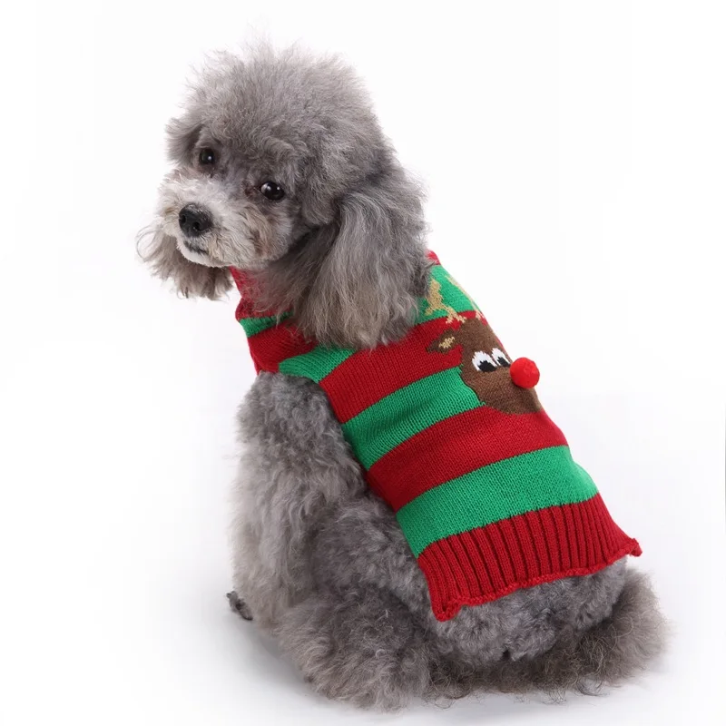 Собака, кошка рождественских оленей костюм одежда свитер малого большой собаки золотистый ретривер собака крючком вязать свитер Одежда