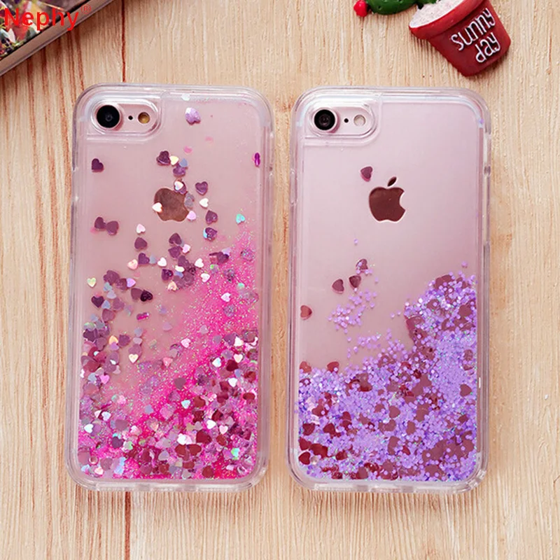 

Nephy Silicone Liquid Shine Sand Case for iPhone 6 s 6S 7 iPhone 8 Plus X 10 5 5S 5SE 6Plus 6SPlus 7Plus 8Plus Cell Phone Cover