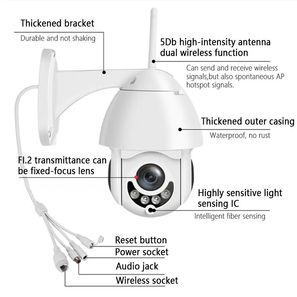 Wifi камера наружная PTZ IP камера H.265X 1080p скоростная купольная CCTV Камера Безопасности s IP камера wifi Внешняя 2MP IR домашняя съемка