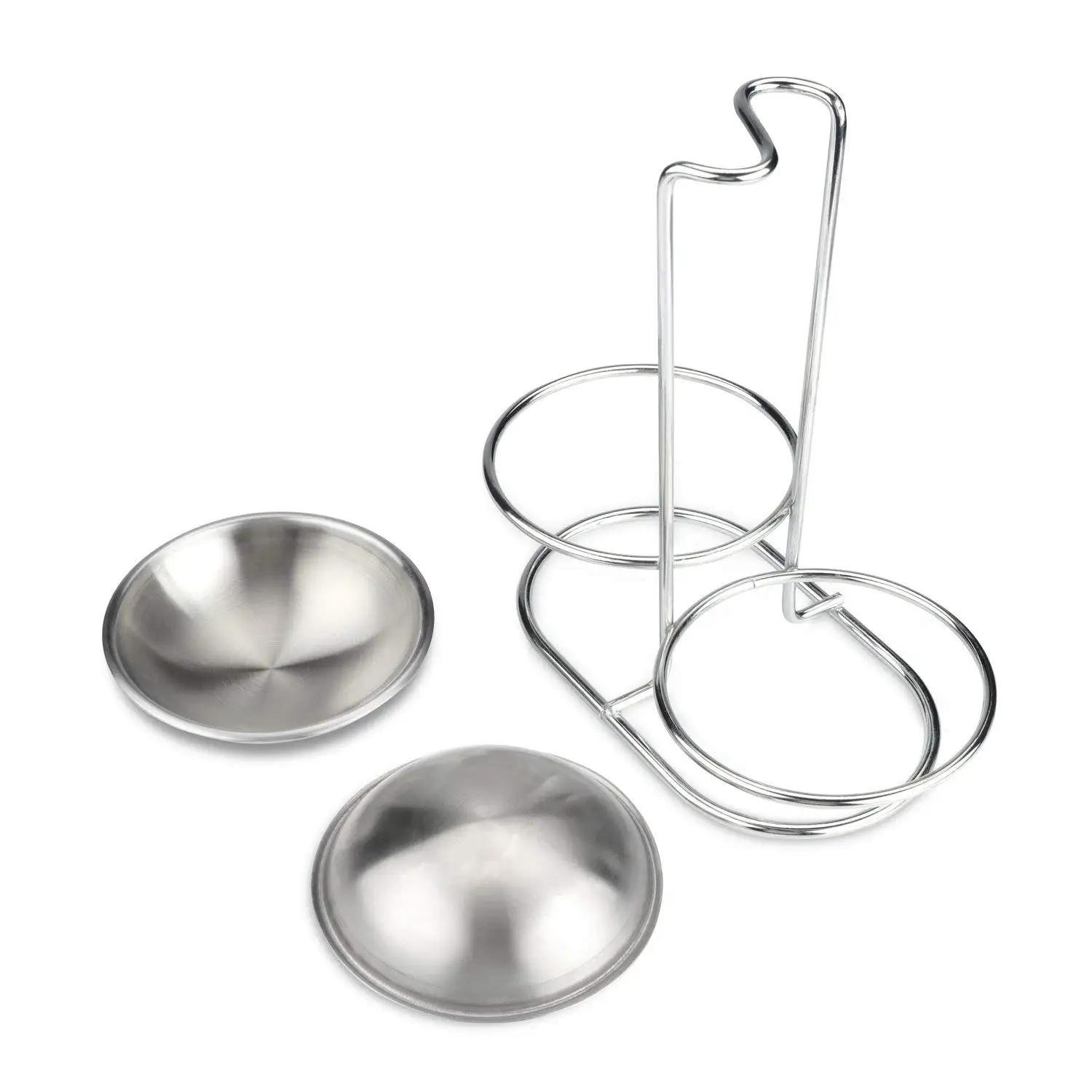 

Stainless Steel Spoon Rest Holder,Long Handle Vertical Saving Soup Ladles Holders, Ladle Rest Soup Ladle Holder Silver (double