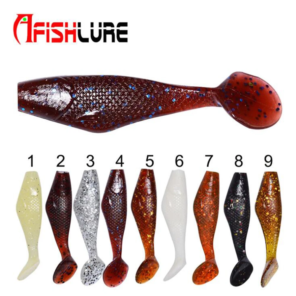  9 Color T Tail Small Soft Fish 50mm 1.8g Soft Bait Fish Manual Silicone Bass Minnow Bait Swim Baits